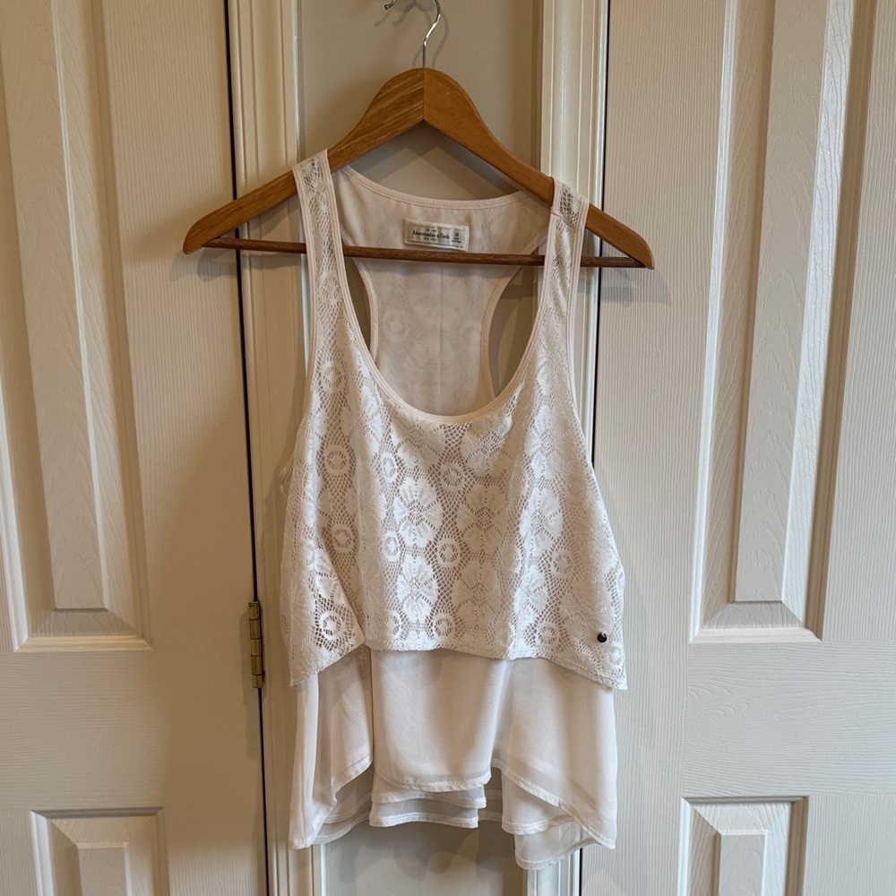 Abercrombie & Fitch Cream Lace Layered Tank